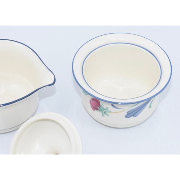 Y2K Poppies On Blue by LENOX Chinastone Creamer & Sugar Bowl w/Lid - Picture 6 of 11